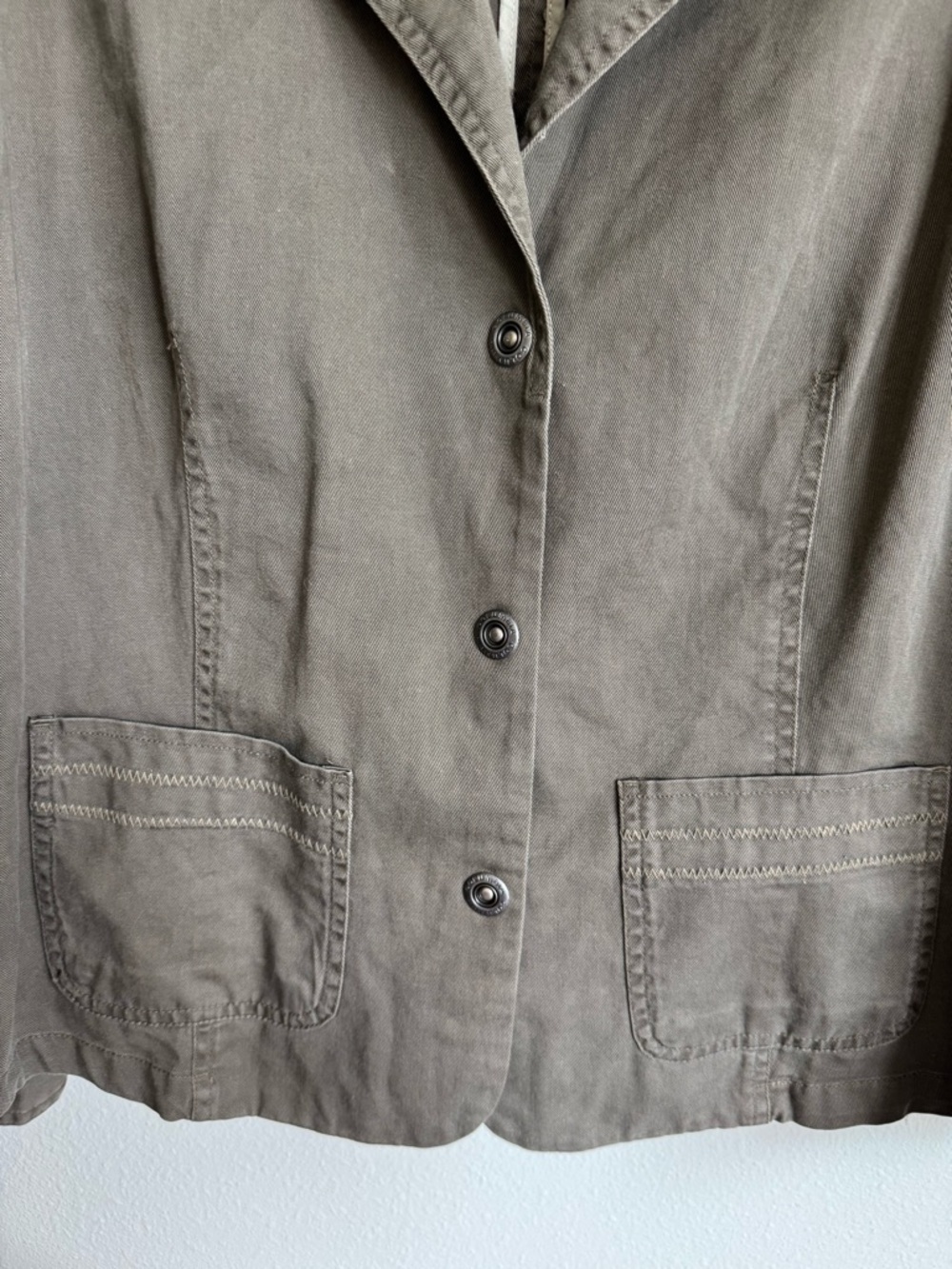 Columbia Olive Utility Blazer with Brown Shoulder Trim Size Large - Picture 2 of 4